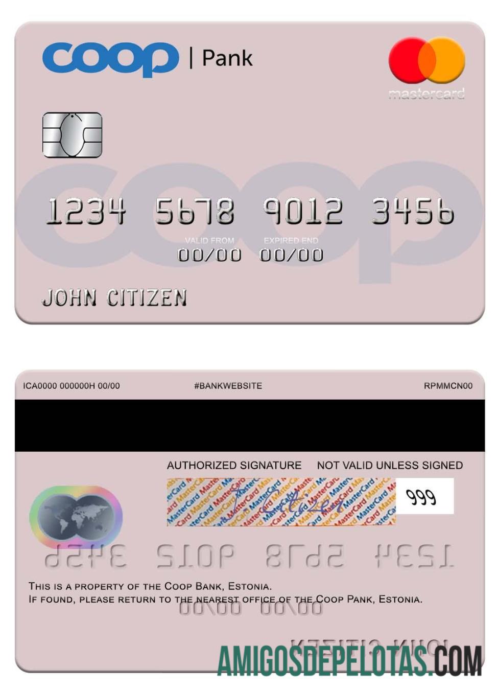 Estônia Coop Pank Mastercard amostra